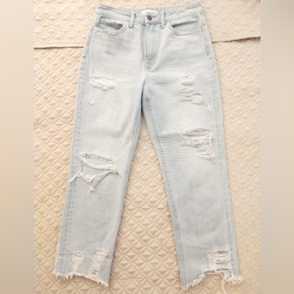 Flying Monkey Distressed Denim Cotton Jeans Ultra High Rise Womens Size 27